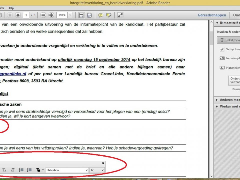 stap 3: plaats cursor en pas eventueel lettergrootte aan